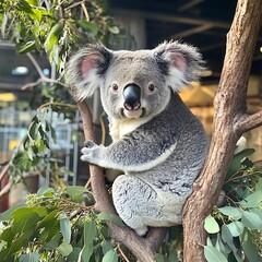 Fototapeta premium A koala bear looking straight into the camera's lens photos
