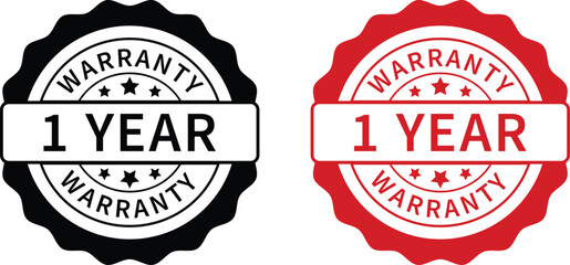 Warranty label. 1 year warranty band sign. Warranty stamp. Warranty logo. Warranty stamp vector.