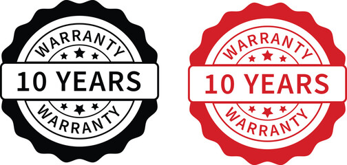 Warranty label. 10 years warranty band sign. Warranty stamp. Warranty logo. Warranty stamp vector.