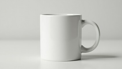 Obraz premium Classic white ceramic mug, handle detail visible , ceramic, front view