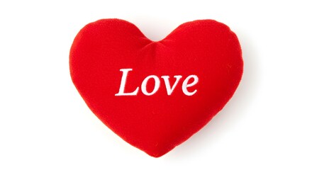 Obraz premium Red Heart-Shaped Pillow with 'Love' on White