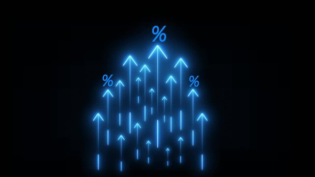 Interest rate and dividend. business financial investment, business growth, income, marketing and profit on black background.