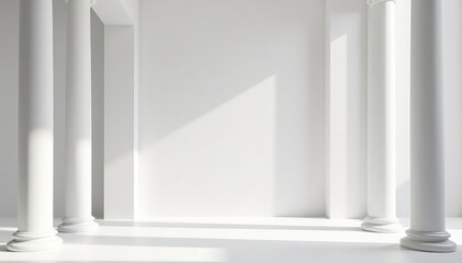 Fototapeta premium Elegant Roman-style columns against a pristine white backdrop , history, Italy