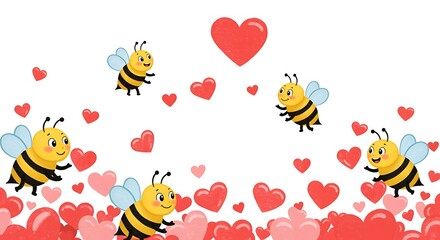 Obraz premium Buzzing Hearts and Honeybees AI Generated