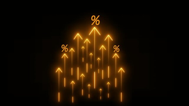 Interest rate and dividend. business financial investment, business growth, income, marketing and profit on black background.