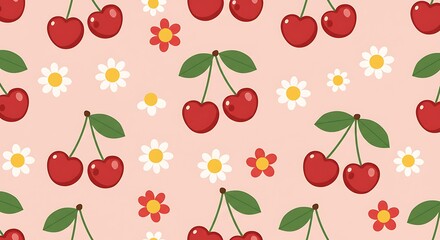 Cherries & Blossoms: A Sweet Repeat AI Generated