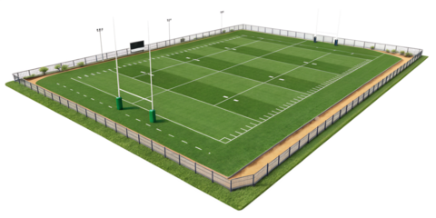 Rugby field with transparent background and modern layout