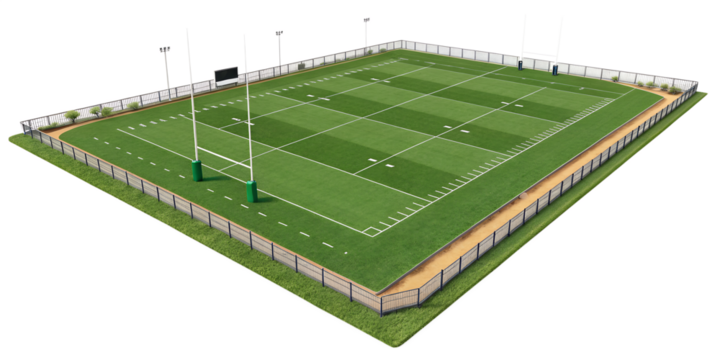 Rugby field with transparent background and modern layout