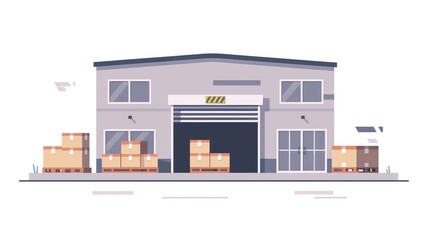 Obraz premium Modern Warehouse Exterior with Cargo