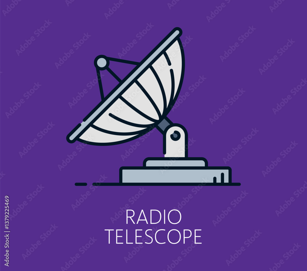 Aufkleber space radio telescope color line icon. astronomy travel outline sign, space exploration lineart vect