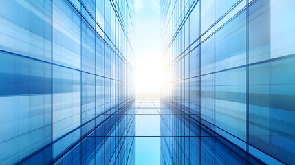 Abstract Blurry Office Background with Soft Blue Gradients and Glass Reflections