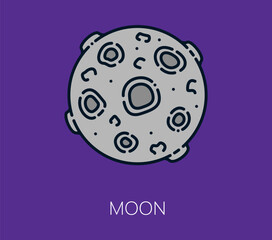 Galaxy space Moon color line icon. Galaxy outerspace lineart icon, cosmos travel thin line vector icon. Astronomy exploration outline symbol, space research or discovery linear sign with moon © Vector Tradition