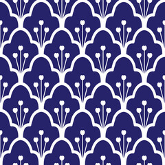 Elegant Japanese geometric pattern with traditional motif dark blue seamless navy background. fabric design textile swatch ladies dress, man shirt allover print