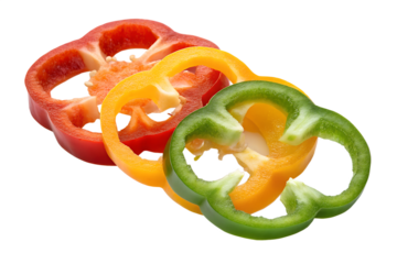Bell pepper slices on a transparent background