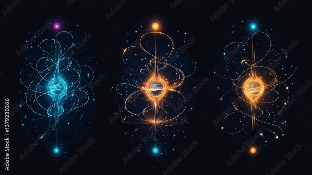Poster abstract design showcasing intricate patterns with vibrant colors on a dark background.