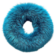 Faux Fur Neck Warmer with Vibrant Turquoise Isolated on Transparent Background