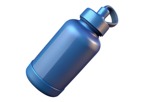 Blue water bottle designed for outdoor activities and hydration