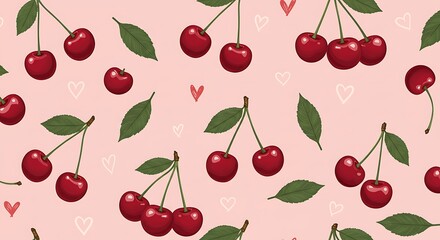 Sweet Cherry Blossom Pattern Delightful Pink Hues AI Generated