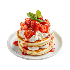 Strawberry Shortcake Pancakes Isolated on Transparent Background