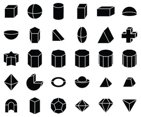 Shape 3D Black , icon set.