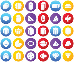 Shape 3D Gradient Circle, icon set.