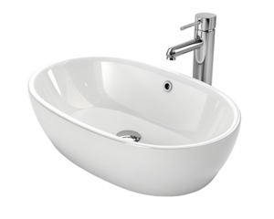 Modern oval bathroom sink design with faucet in minimalist style