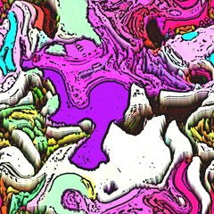 Modern marbled boho seamless pattern. Funky wavy fashion background design. Painterly swirl effect for summer retro 80s vibes.