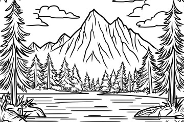 Color Majestic Mountain Lake Scene