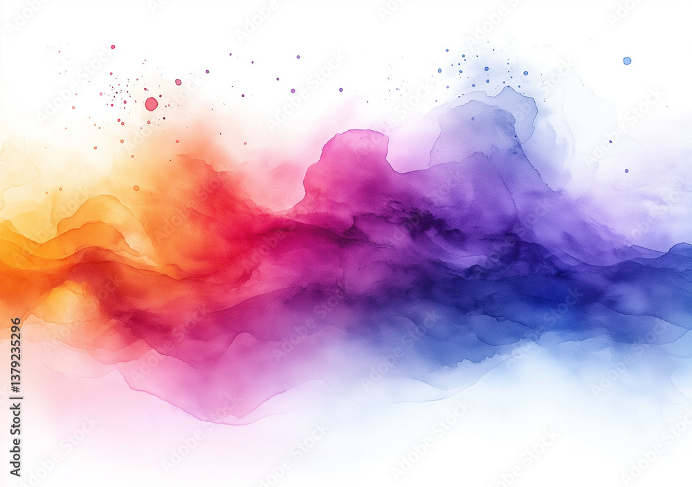Poster abstract watercolor background with colorful splashes and copy space