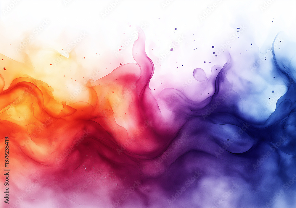 Poster abstract watercolor background with colorful splashes and copy space