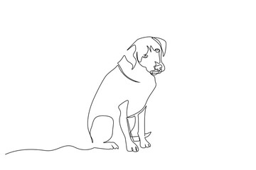 street stray dog sad alone sit one line art design vector