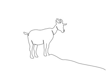 goat animal mammal simple one line design vector