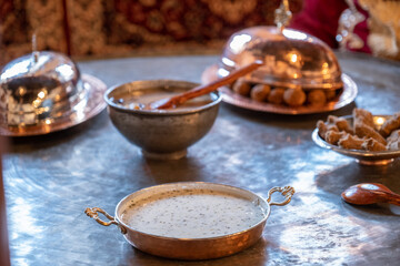 Assorted traditional Turkish dishes served together, ethnic cuisine variety, Sivas, Turkey