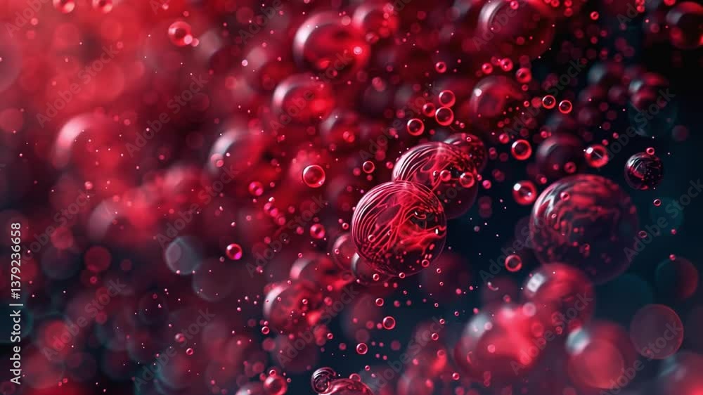 Aufkleber This Fluid dynamics illustrate synthetic blood with hemoglobin particles and nano medical elements.