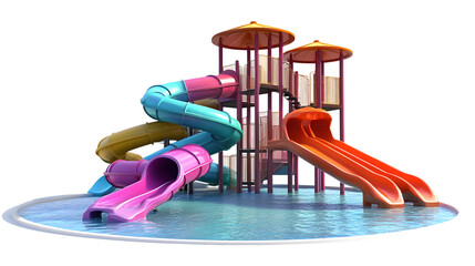 Water Slide Playground: Fun and Vibrant Transparent Background Isolated Image