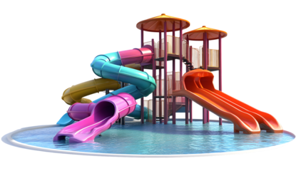 Water Slide Playground: Fun and Vibrant Transparent Background Isolated Image
