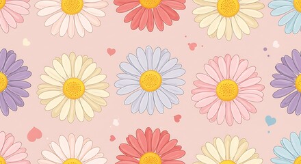 Pastel Daisy Delight Soft Floral Pattern AI Generated