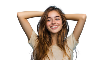 Obraz premium Professional Young Caucasian Woman Portrait Isolated on Blue Background for Creative Projects.