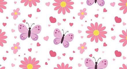 Flutter of Hearts and Blooms AI Generated