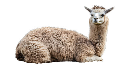Adorable Alpaca Standing Alone on Transparent Background - High-Quality Stock Image