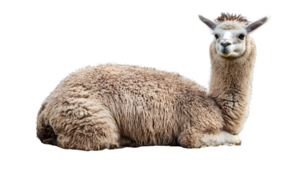 Adorable Alpaca Standing Alone on Transparent Background - High-Quality Stock Image