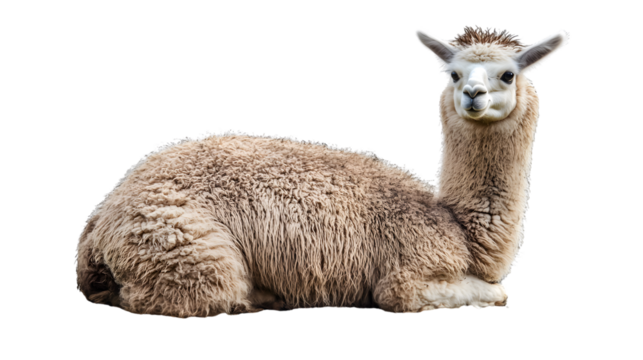 Adorable Alpaca Standing Alone on Transparent Background - High-Quality Stock Image