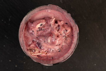 cold natural ice cream with different flavors close up