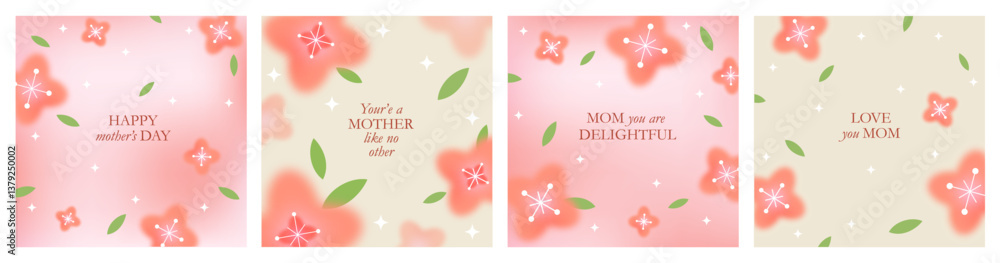 Poster spring flowers backgrounds. mother's day floral cards with pink sakura frames. vector y2k spring ban