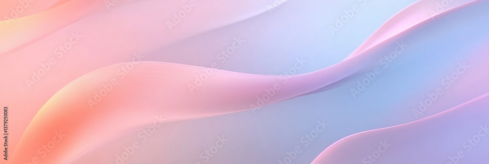 Poster soft pastel gradient background with minimal abstract shapes creating a serene atmosphere for artist