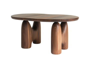 Sculptural Walnut Coffee Table with Unique Organic Base