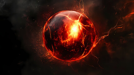 Obraz premium Crystal ball energy, dark background, glowing core, mystical concept, future prediction. Eclipsed Future. Illustration