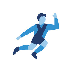 Dynamic Athlete Vector Illustration Depicting a Blue-Clad Sports Figure in Motion Showcasing Energy, Action, and a Distinctive 