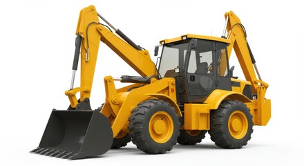 Heavy construction equipment yellow backhoe