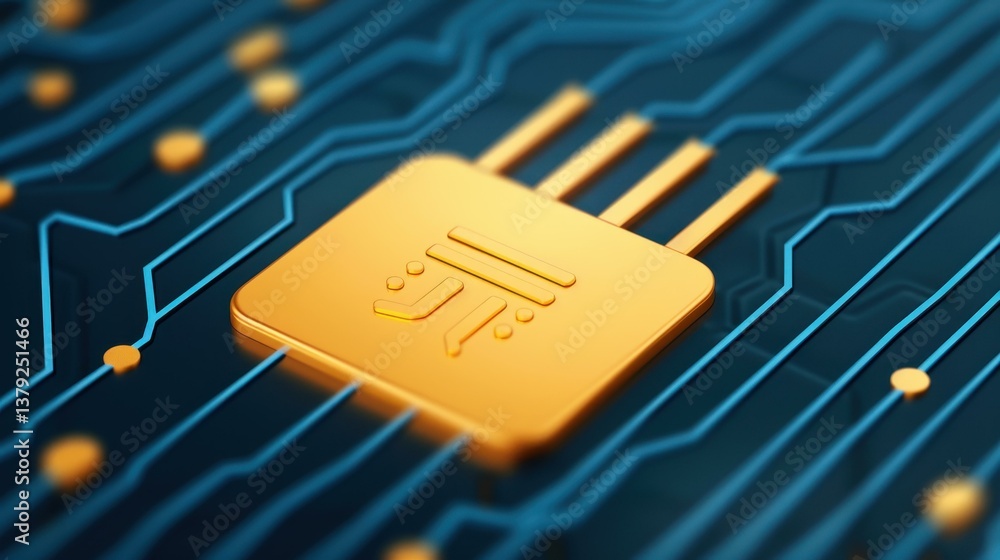 Poster discover the future of mobile tech with a closeup view of an esim chip icon against a dynamic, blurr